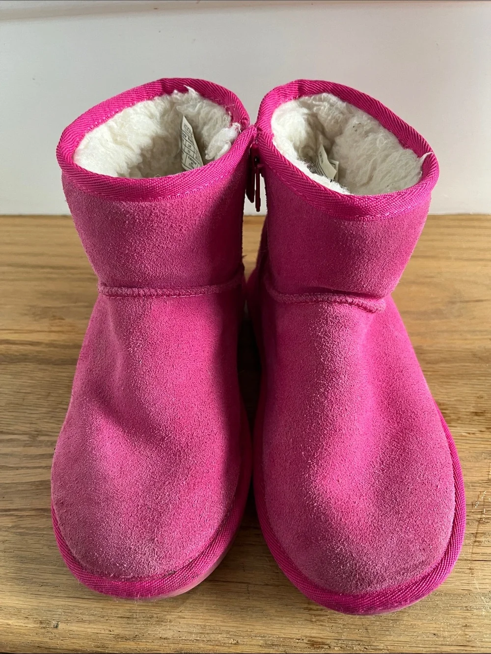 Koolaburra Kids Bright Pink Suede Shearling Boots